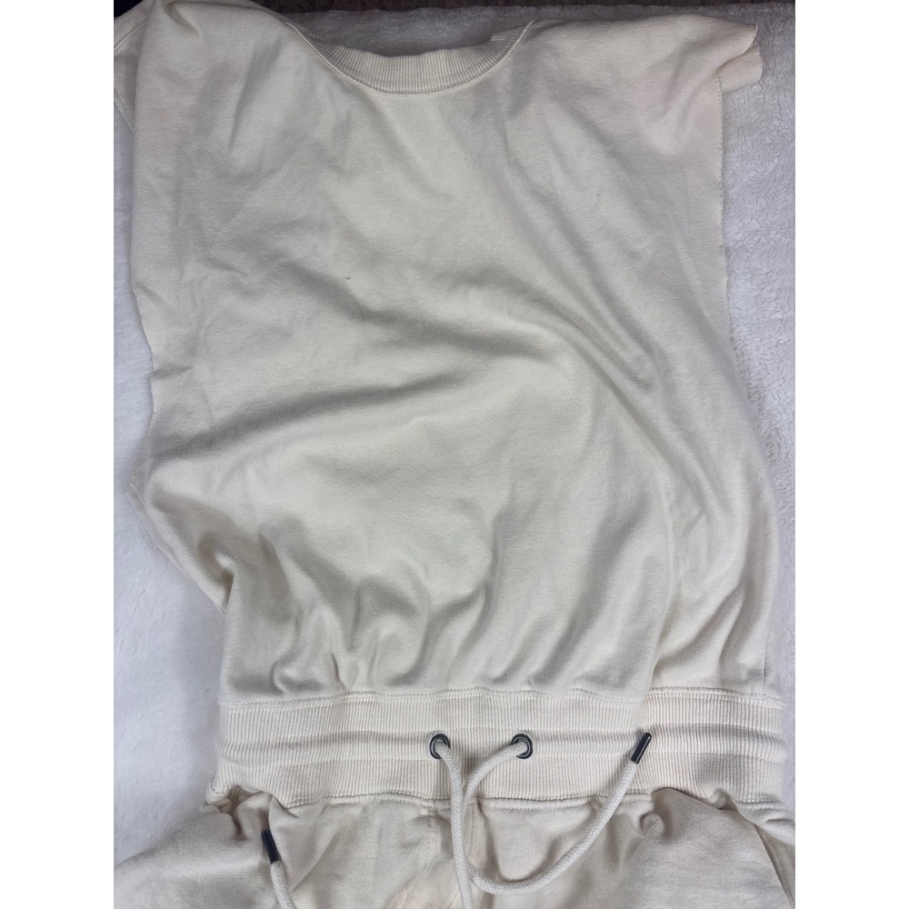 Free People Movement Hot Shot Jumpsuit Cream Ivory Fleece Sleeveless Jogger S - Picture 2 of 5